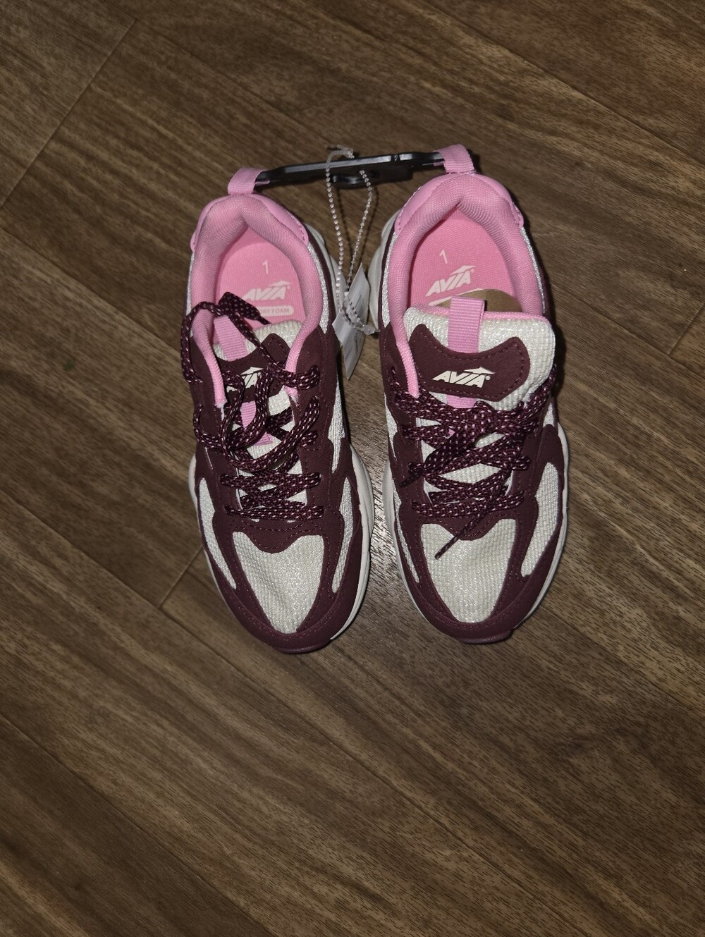 Women's Burgundy and Pink Athletic Sneakers - Picture 2 of 4